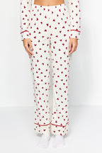 Trendyolmilla Bej %100 Pamuklu Kalpli Biyeli Örme Pijama Takımı THMAW24PT00103