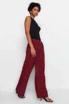 Trendyolmilla Lacivert Wide Leg/Geniş Paça Dokuma Kumaş Pantolon TWOAW22PL0139