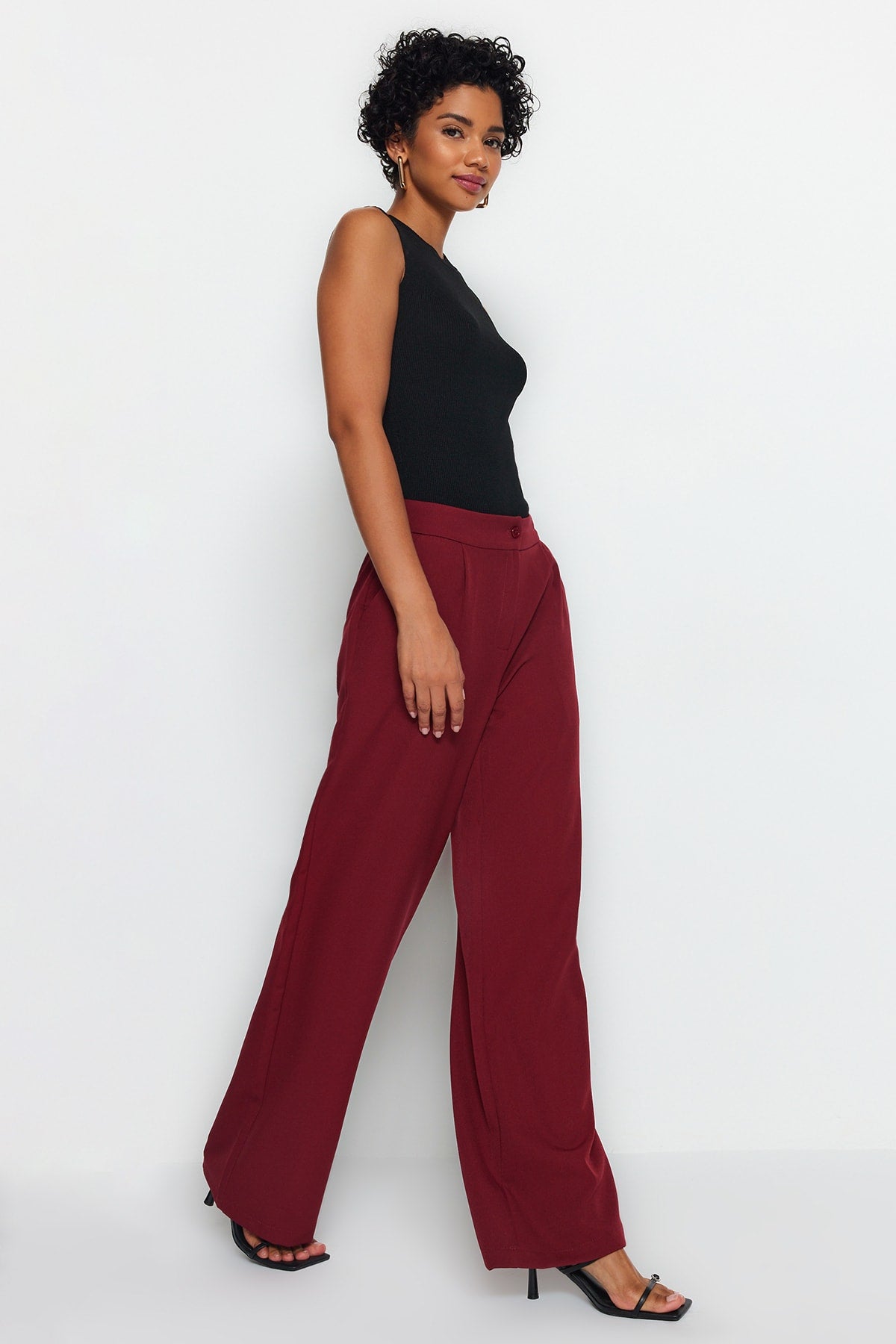 Trendyolmilla Lacivert Wide Leg/Geniş Paça Dokuma Kumaş Pantolon TWOAW22PL0139