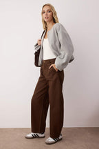 Trendyolmilla Haki Barrel Kalıp %100 Pamuk Gabardin Pantolon TWOAW26PL00084