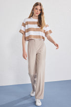 Trendyolmilla Siyah Arka Beli Lastikli Straight/Düz Kesim Dokuma Pantolon TWOSS25PL00102