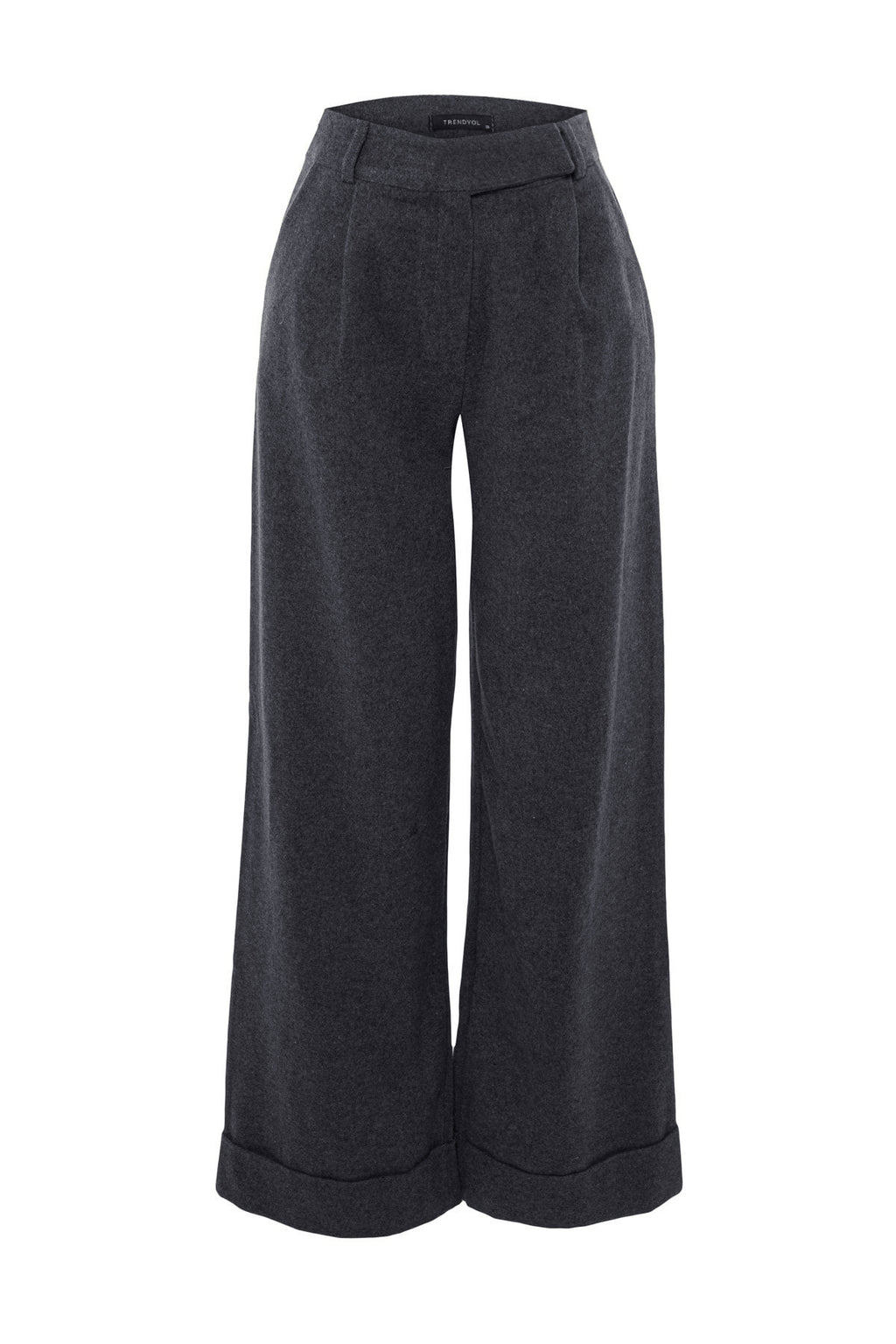 Trendyolmilla Siyah Wide Leg/Geniş Paça Yüksek Bel Dokuma  Pantolon TWOAW23PL00302