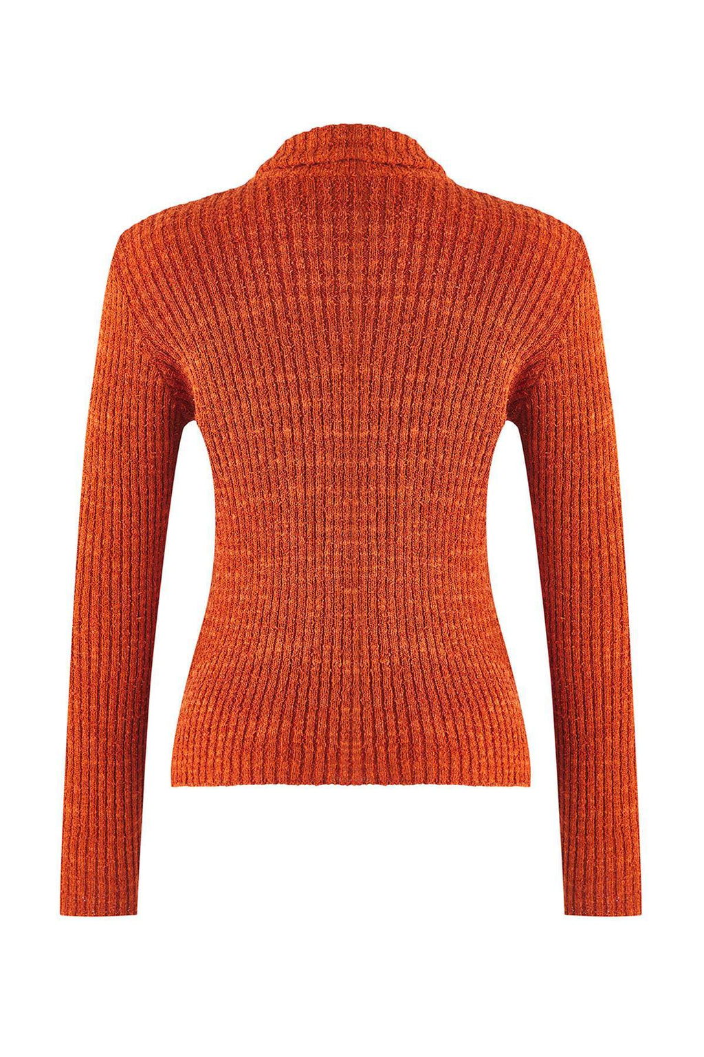 Trendyolmilla Wardrobe Essentials Turuncu Fermuarlı Dik Yaka Yumuşak Dokulu Pamuklu Triko Hırka TWOAW26HI00088