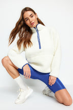 Trendyolmilla Lacivert Peluş Örme Spor Sweatshirt THMAW23SW00021