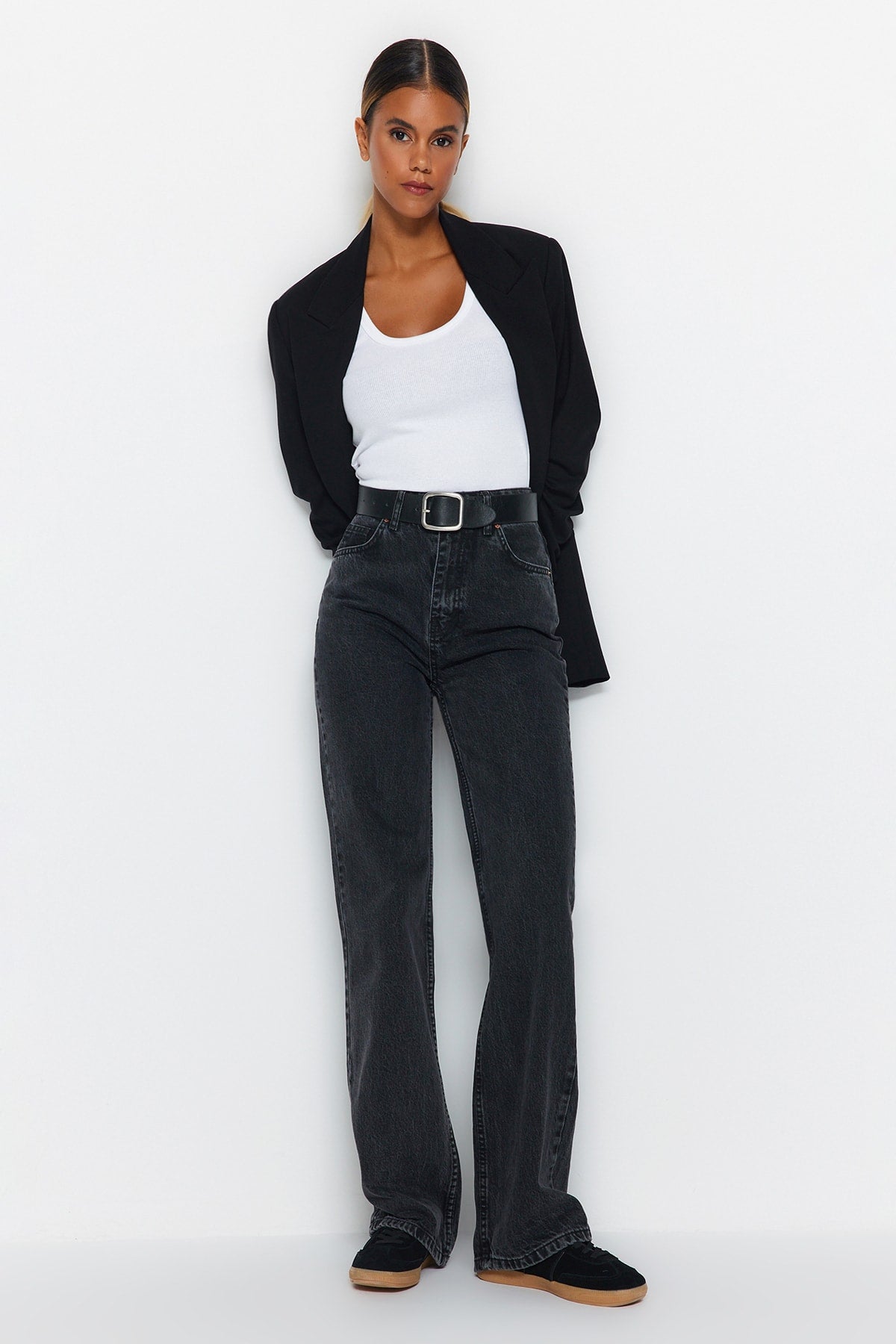 Trendyolmilla Lacivert  Yüksek Bel Wide Leg Jeans TWOAW24JE00089