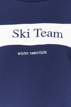 Winter Essentials Lacivert Kalın İçi Polarlı Slogan Nakışlı Regular Örme Sweatshirt TWOAW24SW00117