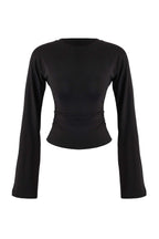 Trendyolmilla Gri İspanyol Kol Büzgü Detaylı Regular/Normal Kalıp Örme Bluz TWOAW26BZ00293