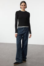 Trendyolmilla Pembe Renk Bloklu Fitted/Vücuda Oturan Viskon/Yumuşak Kumaşlı Esnek Örme Bluz TWOAW25BZ00114