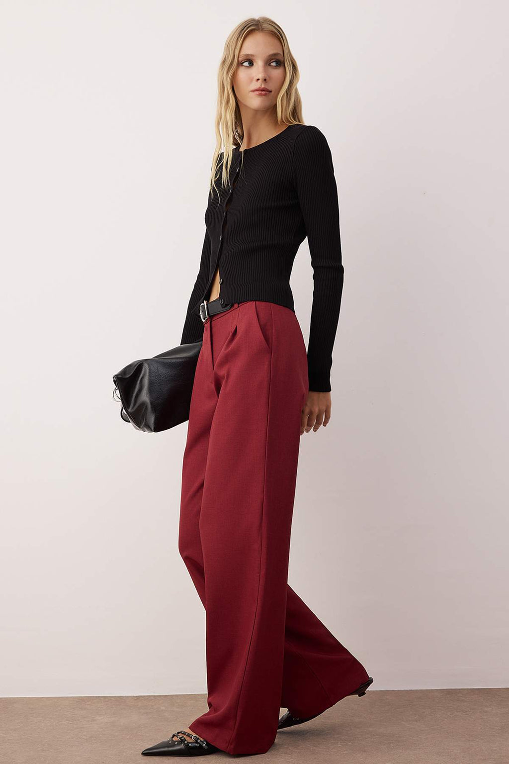 Trendyolmilla Vizon Wide Leg/Geniş Paça Pilili Dokuma Pantolon TWOAW22PL0475