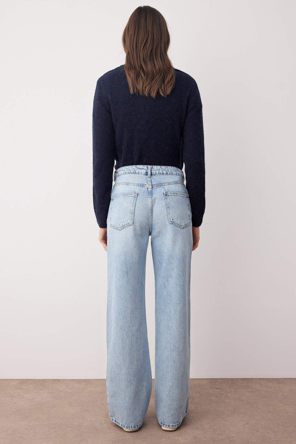 Trendyolmilla Koyu Mavi  Yüksek Bel Wide Leg Jeans TWOAW26JE00074