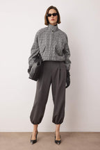 Trendyolmilla Gri Yüksek Bel Dokuma Şalvar Pantolon TWOAW26PL00169