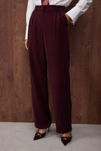 Özel Koleksiyon Mürdüm Düz Paça/Straight Dokuma Yumuşak Kumaş Pantolon TWOAW26PL00123