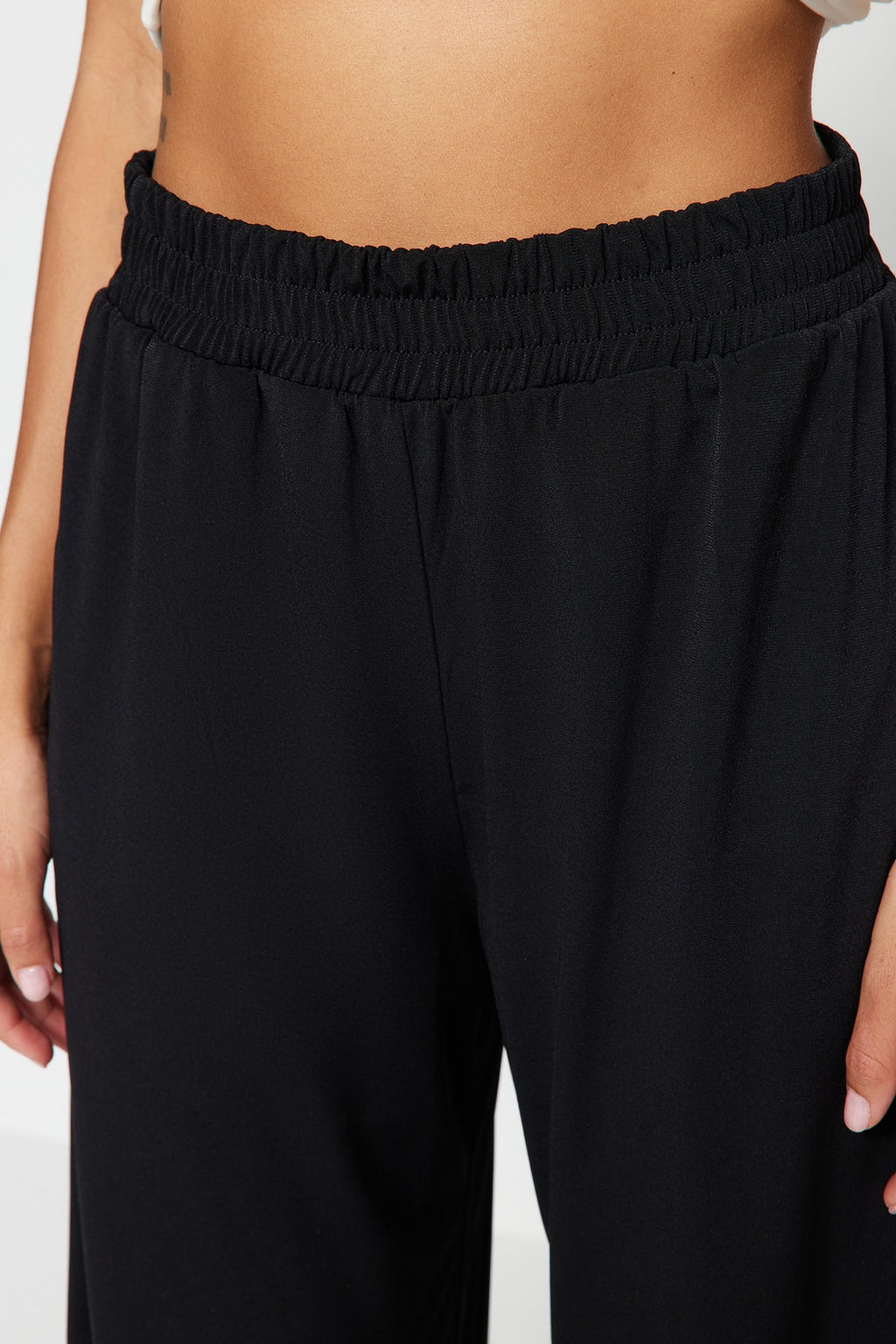 Trendyolmilla Lacivert Wide Leg/Rahat Kesim Yüksek Bel Esnek Pantolon TWOSS23PL00129