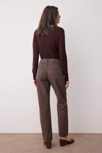 Kahverengi Vintage Yıkama Yüksek Bel Düz Paça Straight %100 Pamuk Non-Stretch Jeans TWOAW26JE00127