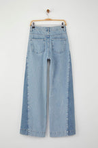Trendyolmilla Özel Koleksiyon Mavi Yüksek Bel Renk Bloklu Wide Leg Geniş Paça Jeans TWOAW26JE00099