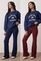 Trendyolmilla Bordo-Lacivert İspanyol Paça 2'li Paket Pantolon TWOAW26PL00057