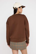 Kahverengi Oversize/Geniş Kalıp V yaka Full Düğme Kapama Kalın Esnek Örme Sweatshirt TWOAW26SW00013