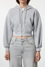 Trendyolmilla Gri Melanj Regular/Normal Kalıp Kapüşonlu Kalın içi Polarlı Örme Sweatshirt TWOAW25SW00068