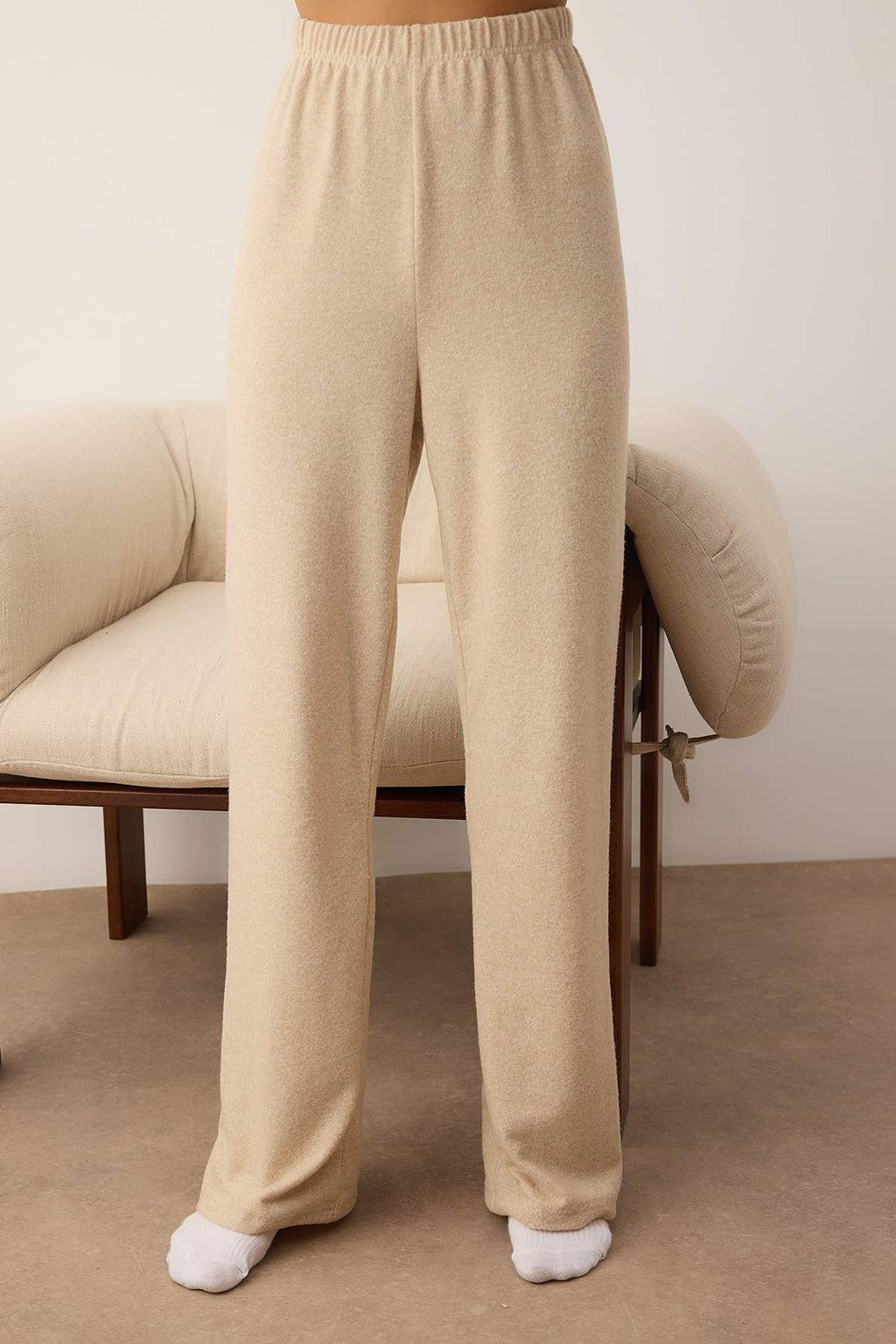 Trendyolmilla Bej Melanj Çift Katlı Kışlık Yumoş Örme Pijama Takımı THMAW26PT00154