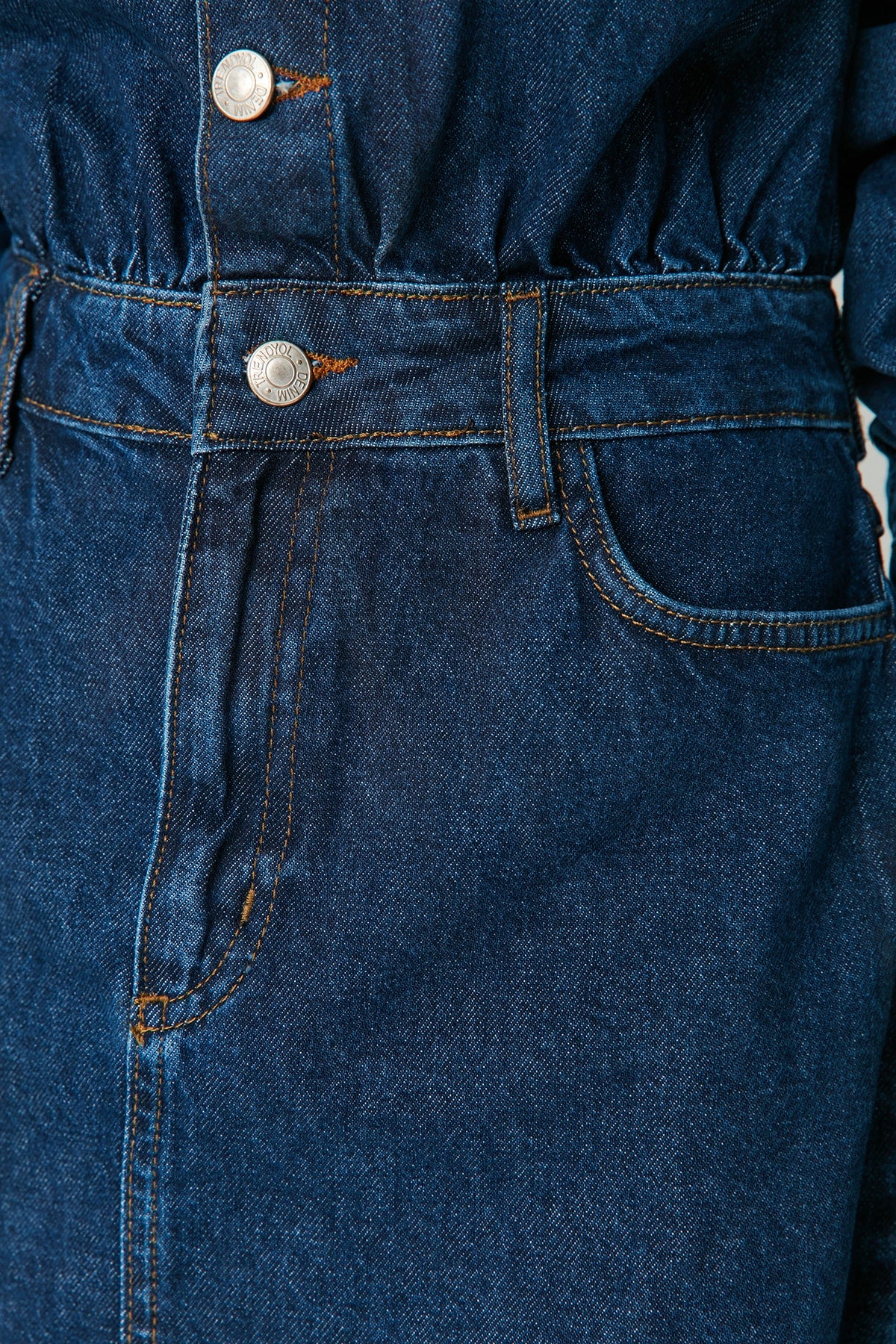 Mavi Cep Detaylı Mini Denim Gömlek Elbise TWOAW23EL00643