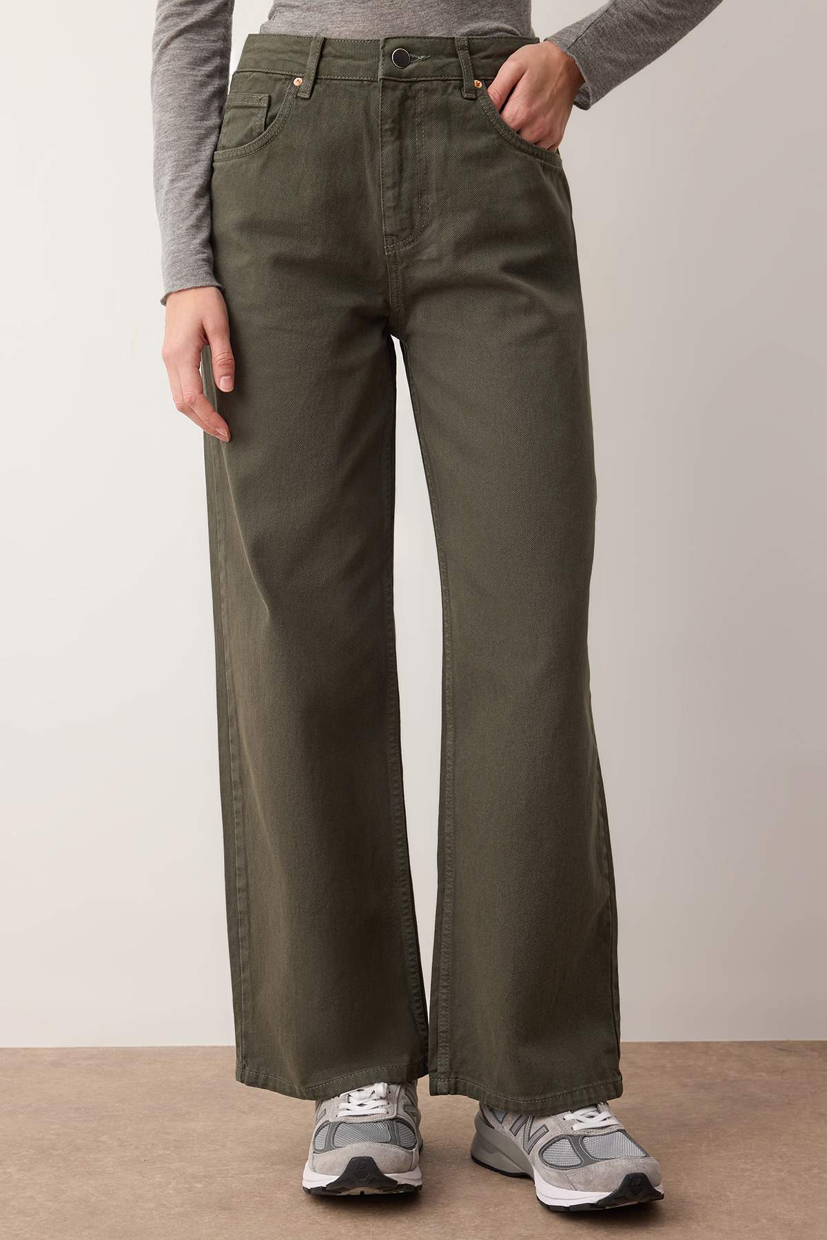 Trendyolmilla Vizon Yüksek Bel Bilek Boy Culotte %100 Pamuklu Jeans TWOAW26JE00190