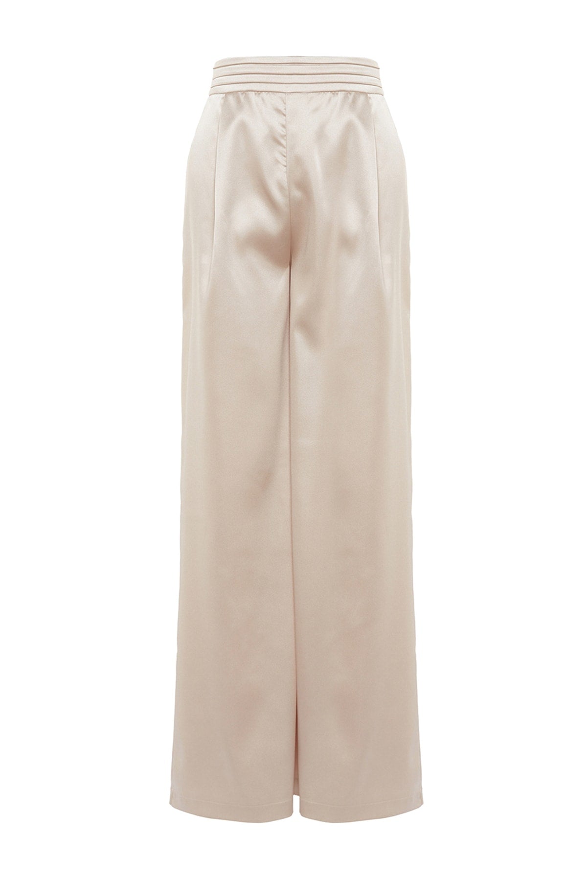 Trendyolmilla Bej Bol Paça Dokuma Saten Pantolon TPRSS23PL00001