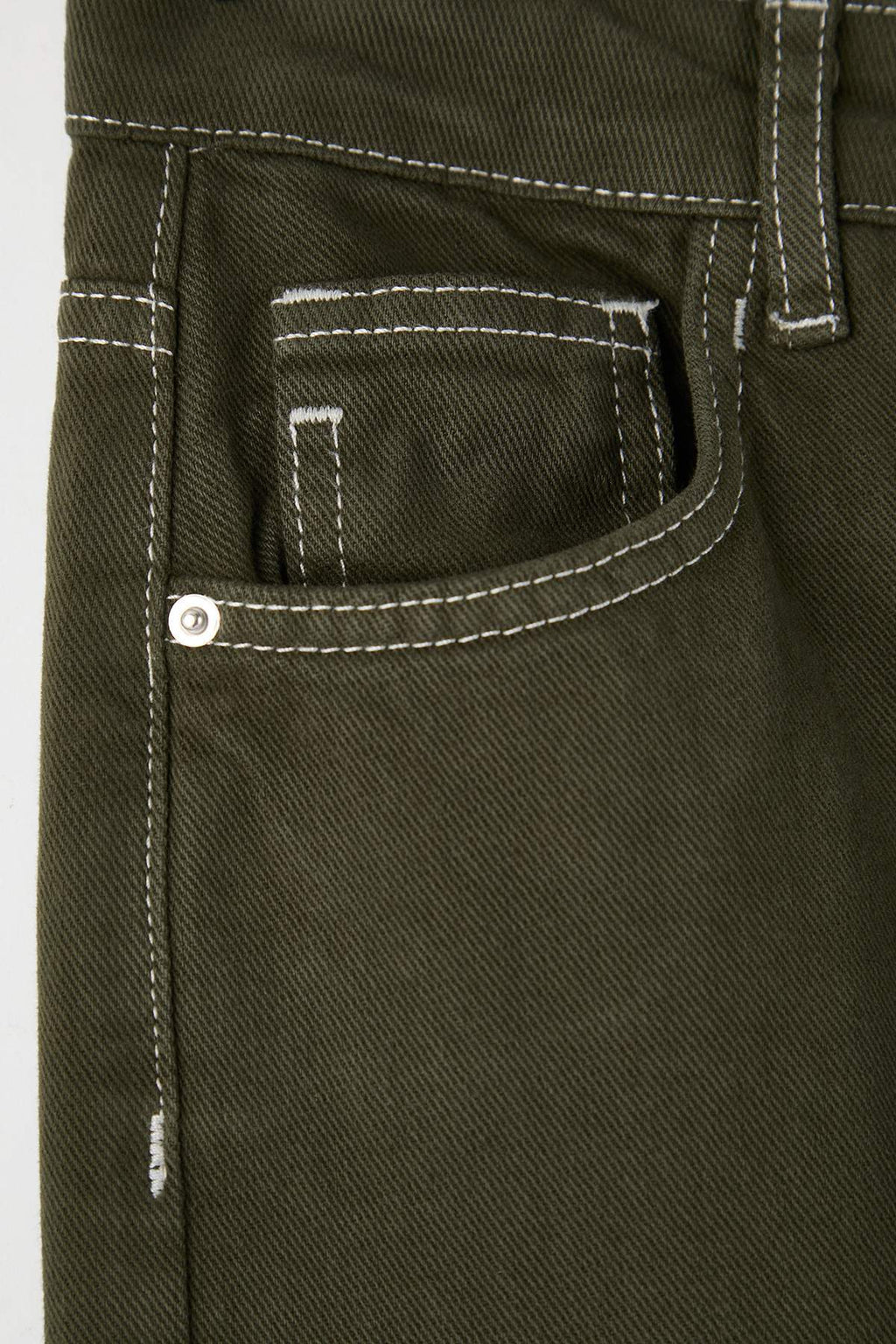 Trendyolmilla Haki Paçası Kesikli Yüksek Bel Straight Jeans TWOAW25JE00307