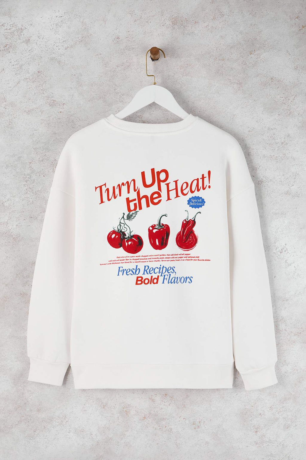 Teen Ekru Sırt Domates Baskılı Oversize/Geniş Kalıp Örme Sweatshirt TWOAW26SW00188