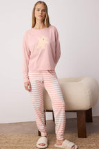 Trendyolmilla Pembe %100 Pamuklu Ayıcıklı Örme Pijama Takımı THMAW21PT0302