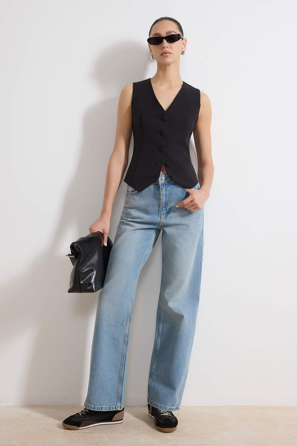 Trendyolmilla Açık Mavi-6001  Yüksek Bel Wide Leg Jeans TWOAW25JE00101