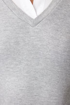 Trendyolmilla Gri Melanj Dokuma Detaylı Gömlek Yaka Regular/Normal Kalıp Örme Bluz TWOAW25BZ00035