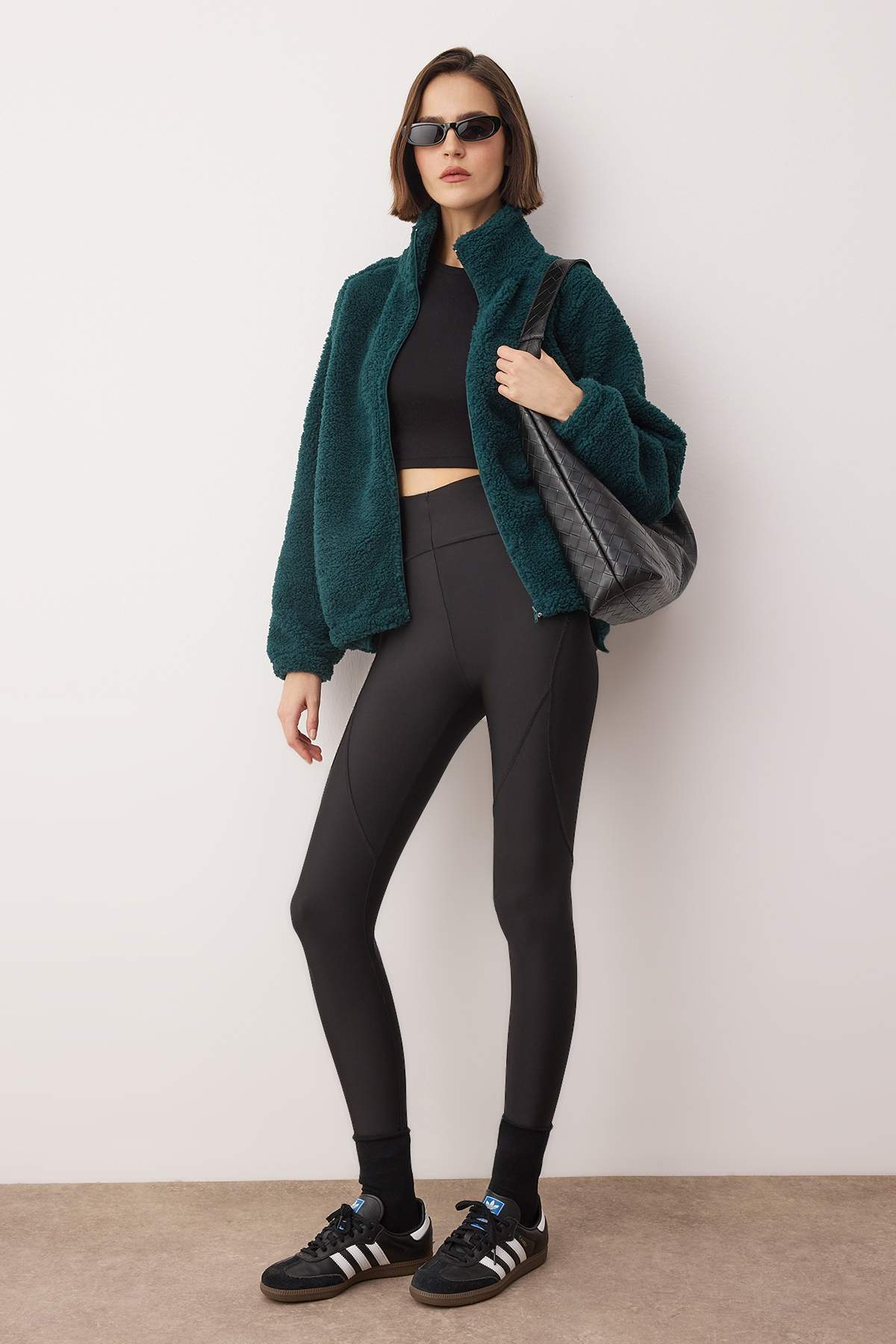 Trendyolmilla Petrol Düz Renk Peluş Oversize/Geniş Kalıp Örme Sweatshirt TWOAW26SW00022