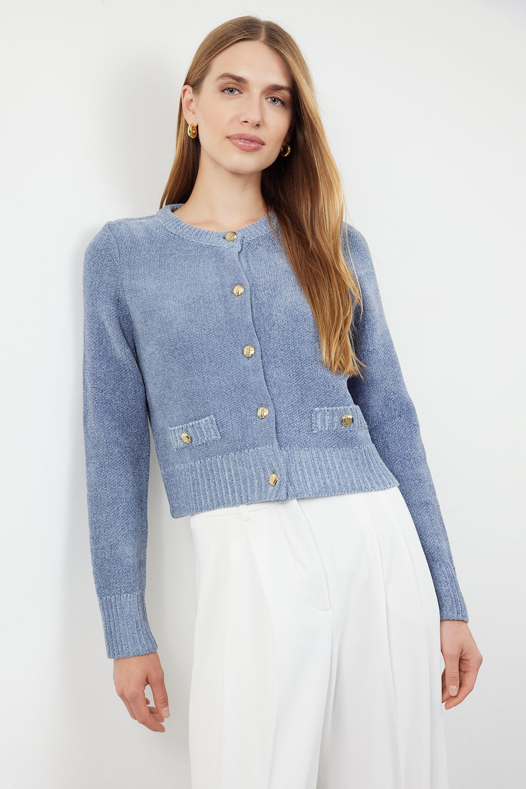 Trendyolmilla Gri Crop Premium İplik/Özel İplik Cep Detaylı Triko Hırka TWOAW24HI00051