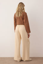 Trendyolmilla Taş Wide Leg Yumuşak Kumaşlı Pilili Esnek Örme Pantolon TWOAW26PL00138