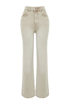 Trendyolmilla Gül Kurusu Normal Bel Wide Leg Jeans TWOSS24JE00011