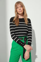 Trendyolmilla Mint Merserize Görünümlü Premium İplik / Özel İplik Çizgili Triko Kazak TWOAW23KZ01693