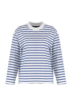 Trendyolmilla Beyaz Çizgili Oversize/Geniş Kesim Bisiklet Yaka İnce Örme Sweatshirt TWOAW23SW00326