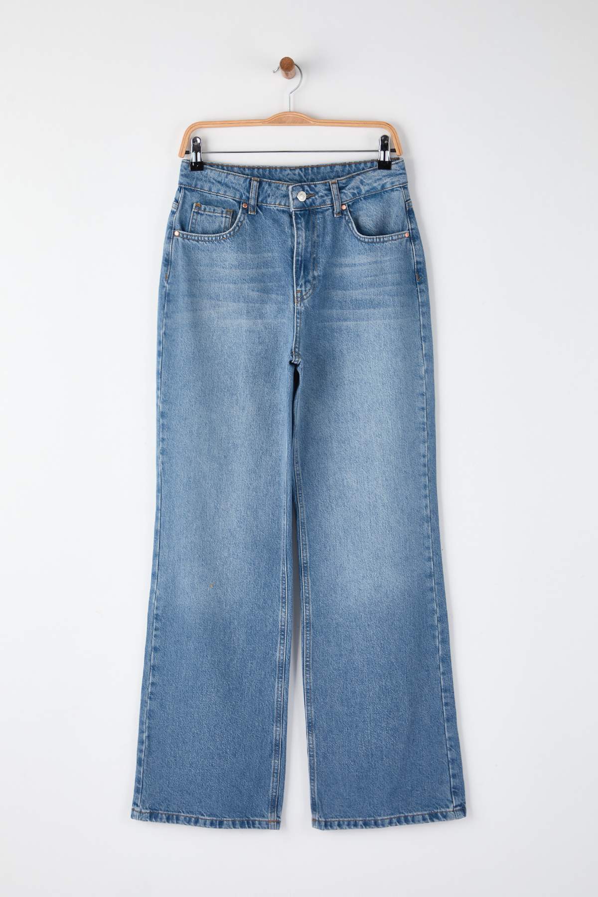 Trendyolmilla Lacivert  Yüksek Bel Wide Leg Jeans TWOAW24JE00089
