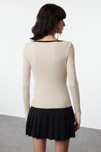 Trendyolmilla Bordo Merserize Görünümlü Premium İplik/Özel İplik Kurdele/Fiyonk Detaylı Triko Kazak TWOAW25KZ00207