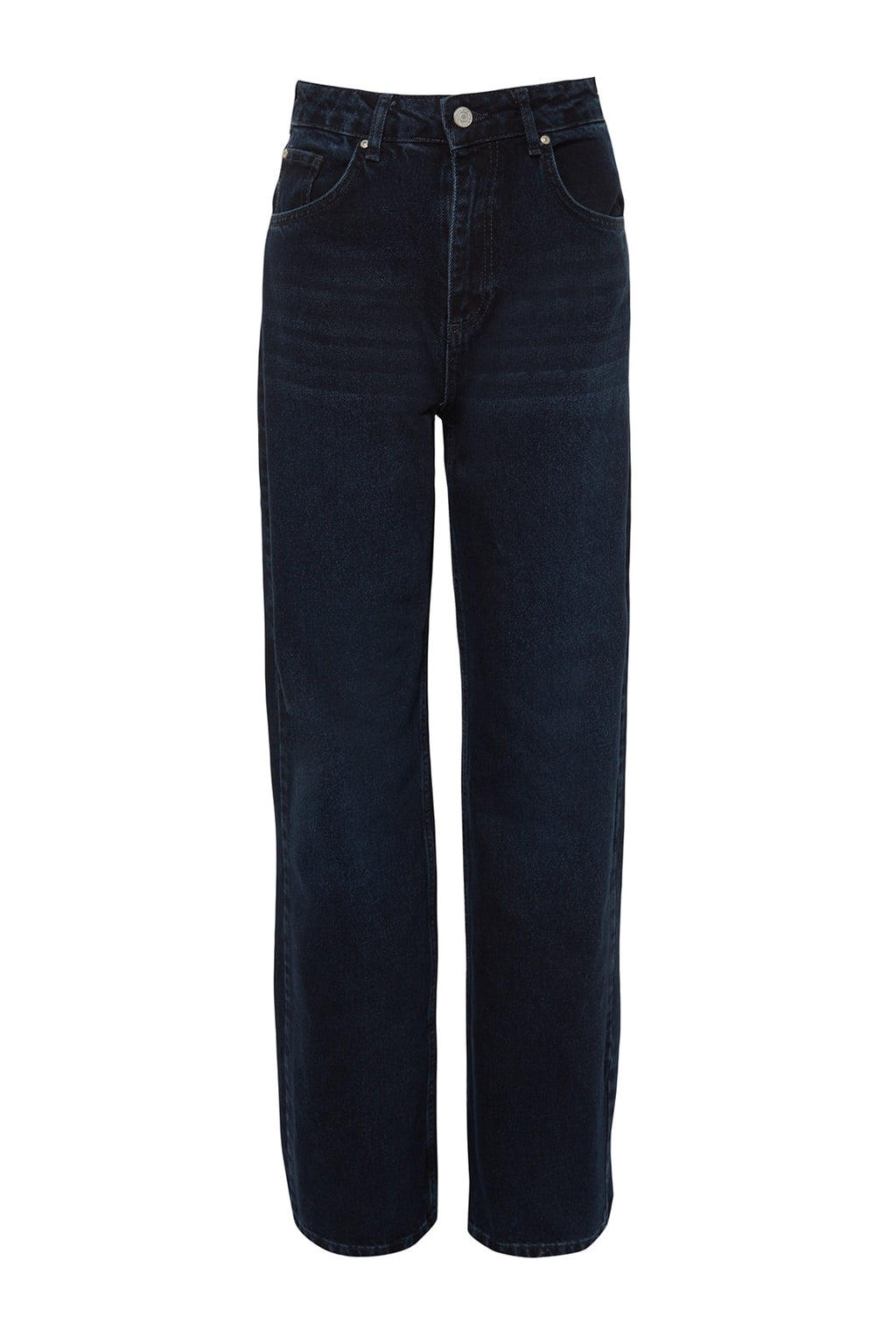 Trendyolmilla Gri Yüksek Bel Wide Leg Geniş Paça %100 Pamuk Non-Stretch Jeans TWOSS23JE00083