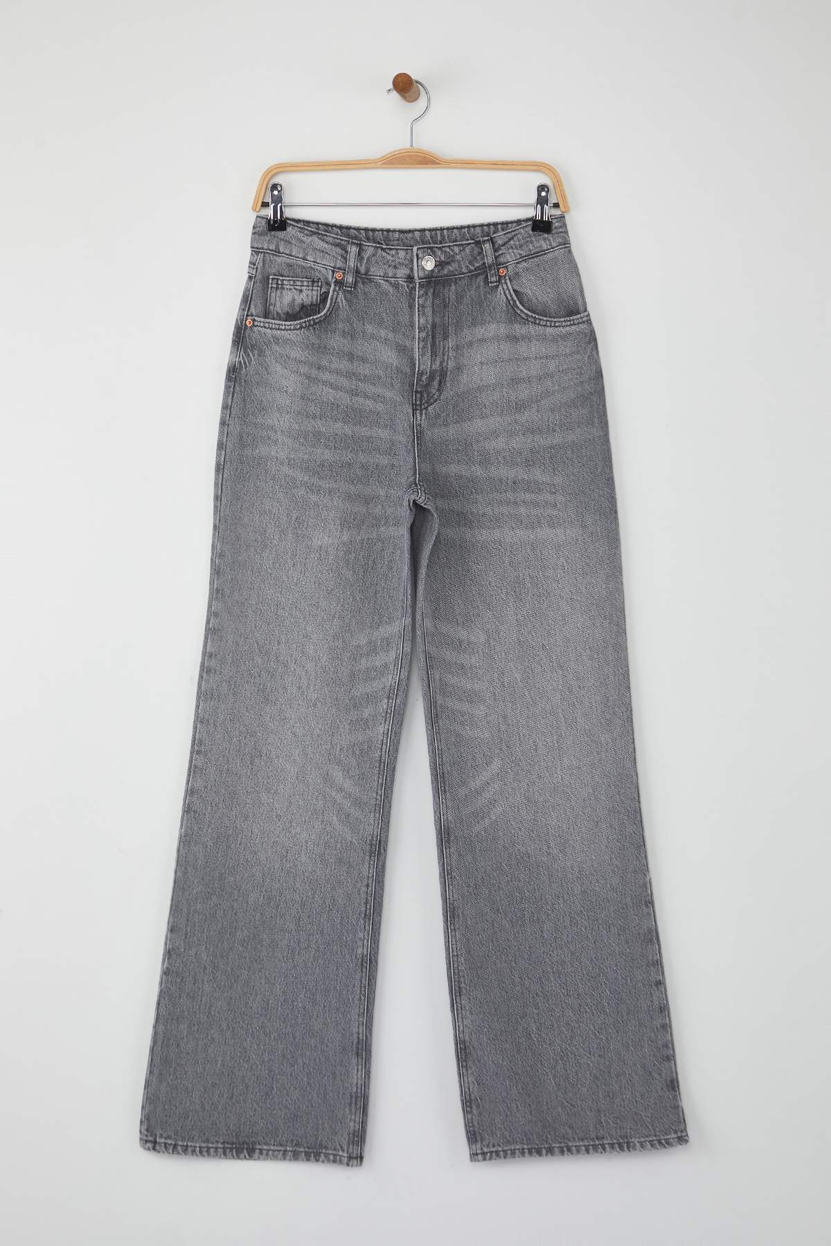 Gri Yüksek Bel Geniş Paça Wide Leg Palazzo %100 Pamuk Non-Stretch Jeans TWOAW26JE00066