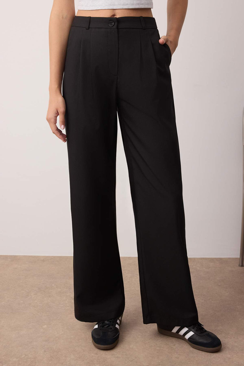 Trendyolmilla Vizon Wide Leg/Geniş Paça Pilili Dokuma Pantolon TWOAW22PL0475