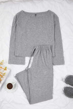 Gri Melanj Pamuklu Örme Pijama Takımı THMAW26PT00227
