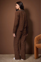 Trendyolmilla Ekru %100 Pamuklu Kalpli Müslin Kumaş Dokuma Pijama Takımı THMAW26PT00110