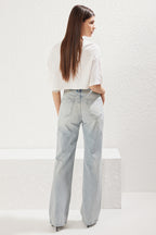 Trendyolmilla Açık Mavi Premium Yüksek Bel Wide Leg Jeans TWOSS25JE00089