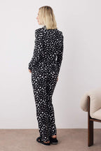 Trendyolmilla Pudra %100 Pamuklu Leopar Desenli Gömlek-Pantolon Örme Pijama Takımı THMAW21PT0489
