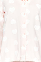 Trendyolmilla Mürdüm %100 Pamuklu Kalpli Gömlek-Pantolon Örme Pijama Takımı THMAW24PT00253