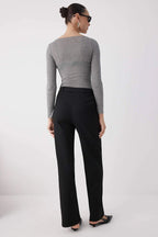 Trendyolmilla Wardrobe Essentials Siyah Bağcıklı Kışlık Tuşeli Rahat Kumaş Geniş Paça Pantolon | TWOAW26PL00012