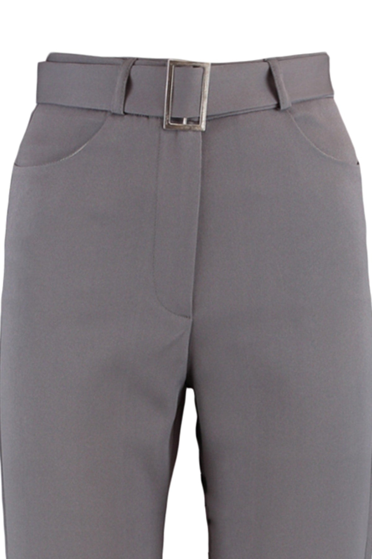 Antrasit Kemerli Straight/Düz Kesim Dokuma Kumaş Pantolon TWOSS21PL0104