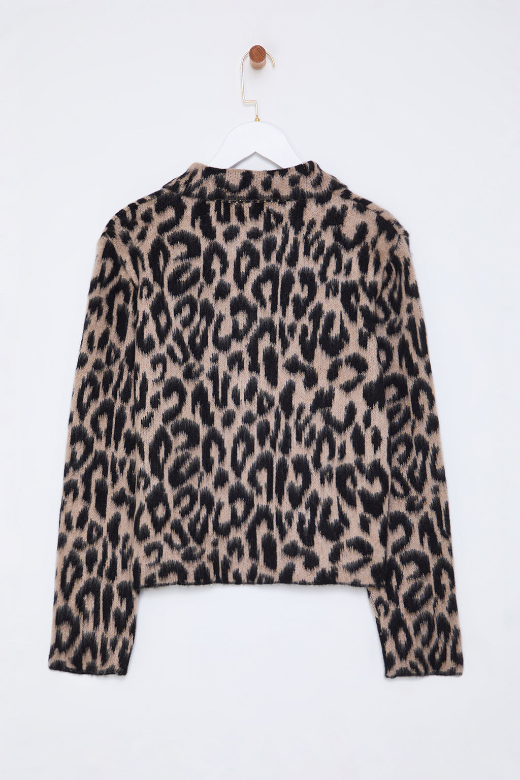 Kahverengi Leopar Desenli Polo Yaka Triko Hırka TWOAW25HI00360